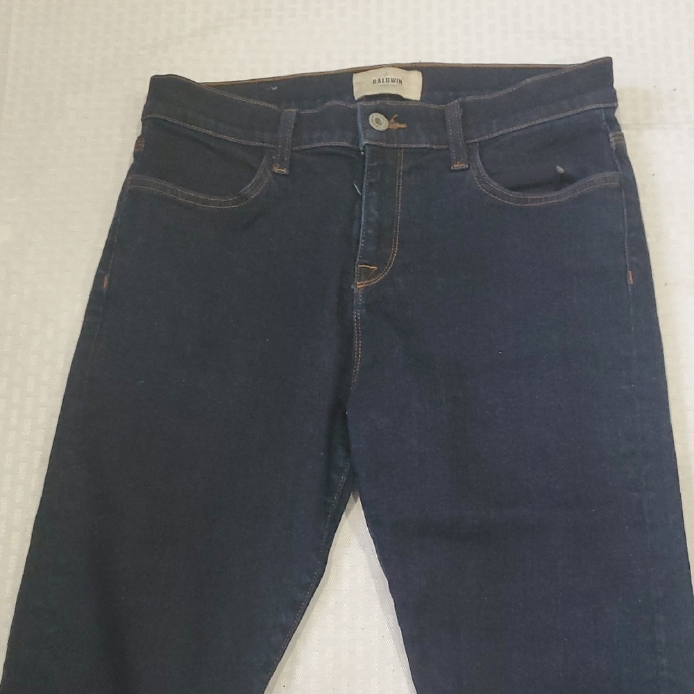 Baldwin Karlie Selvedge High Rise  Dark Blue Denim Pants - Picture 2 of 13